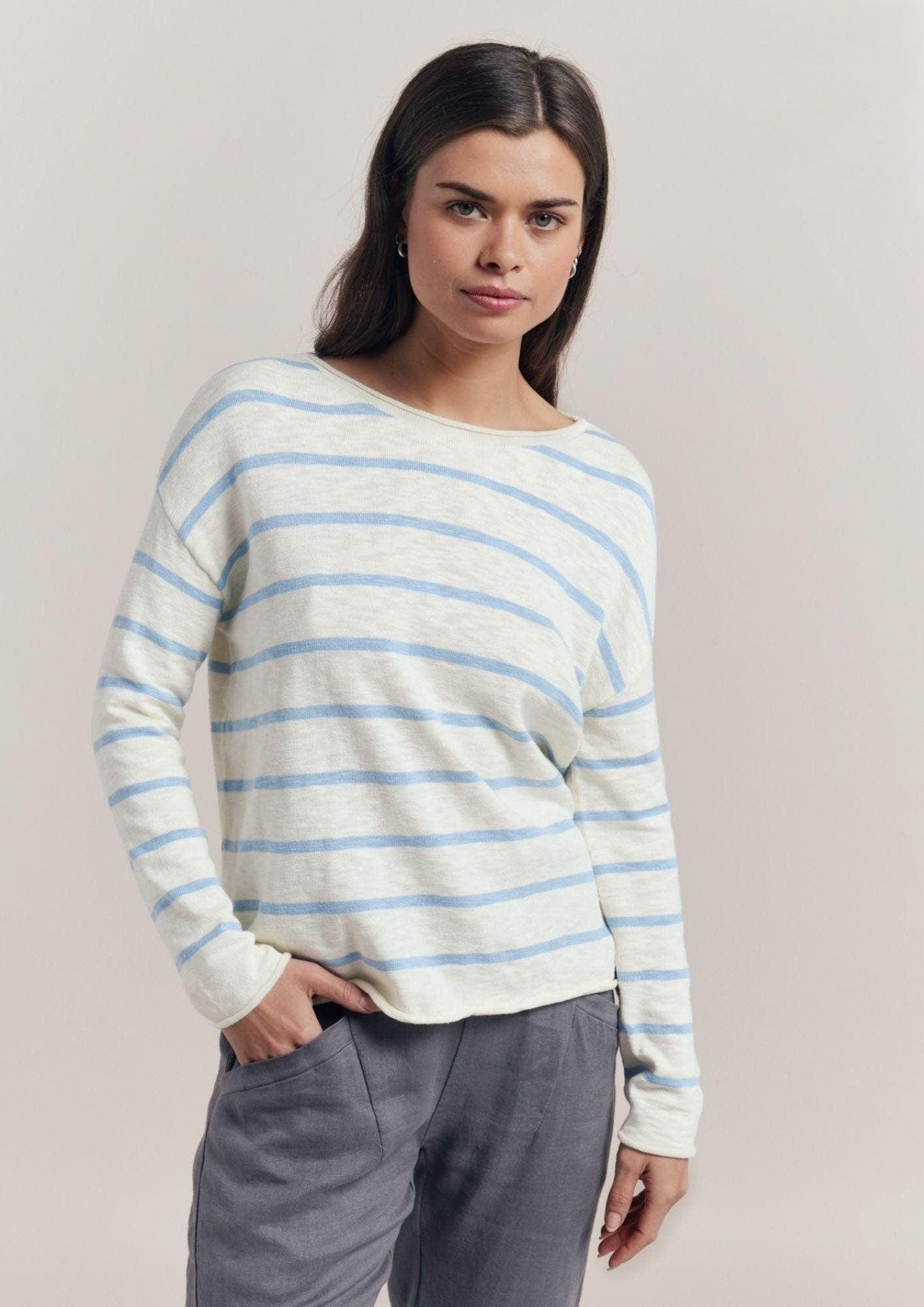 Buy Little Lies - Minnie Stripe Top - Milk/Blue by Little Lies - at Hamish + Grace
