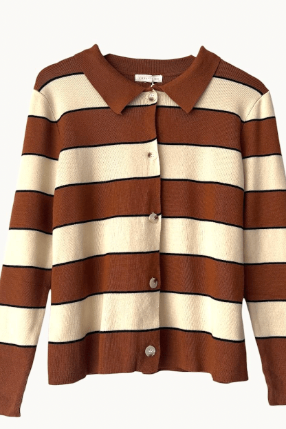 Buy Little Lies - Noah Stripe Cardigan - Rust by Little Lies - at Hamish + Grace