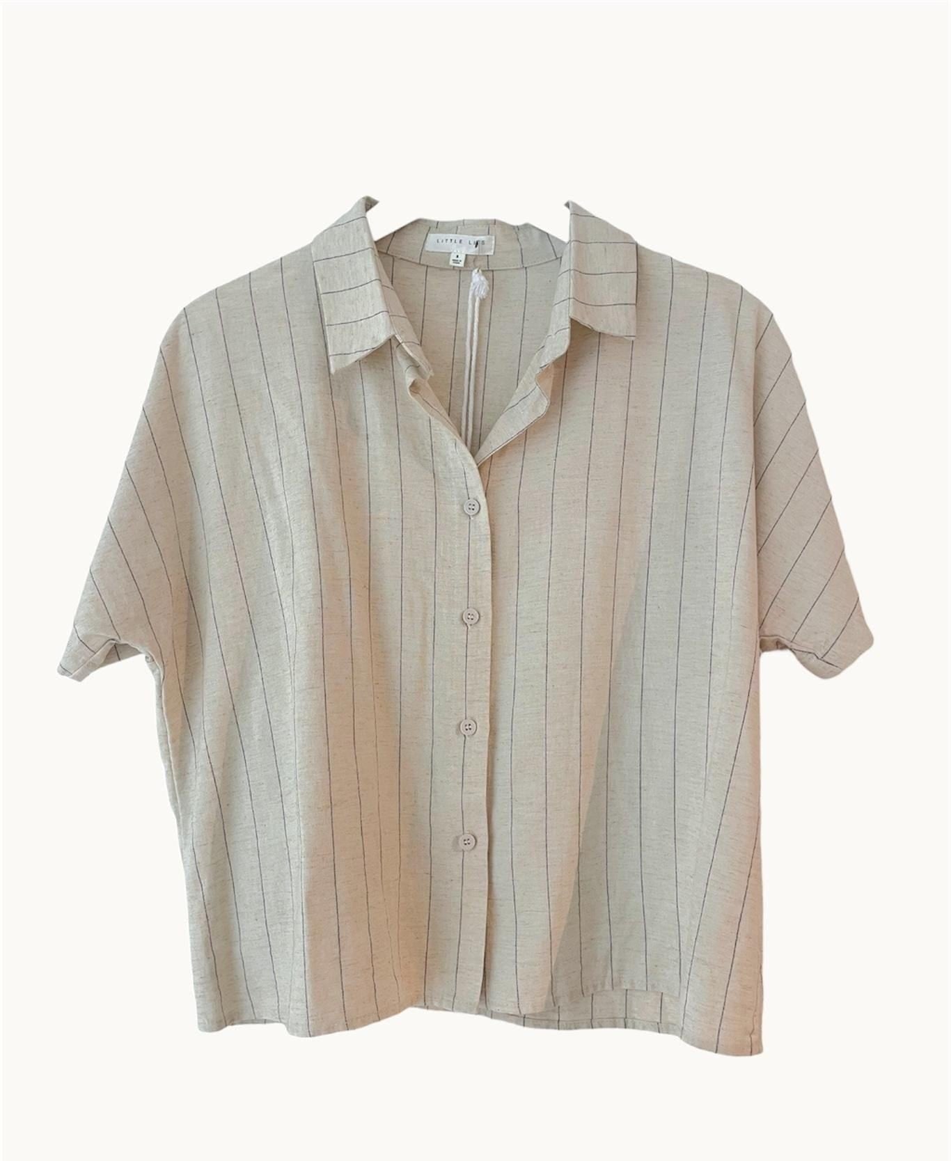 Buy Little Lies - Pin Stripe Shirt – Natural/Black by Little Lies - at Hamish + Grace