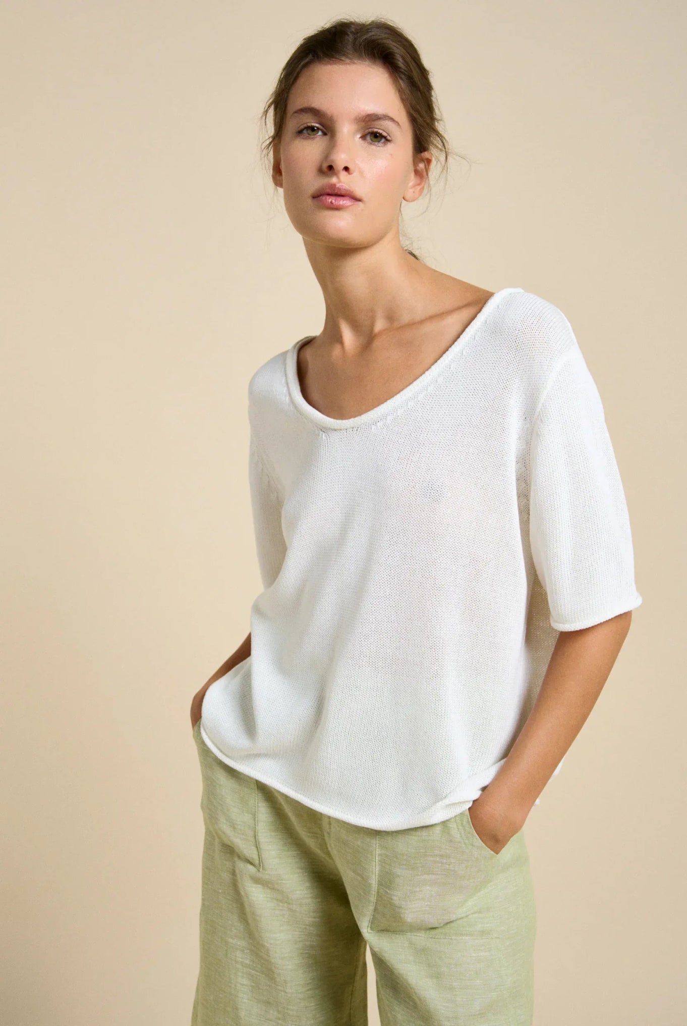 Buy Little Lies - Scoop Spring Tee – White by Little Lies - at Hamish + Grace