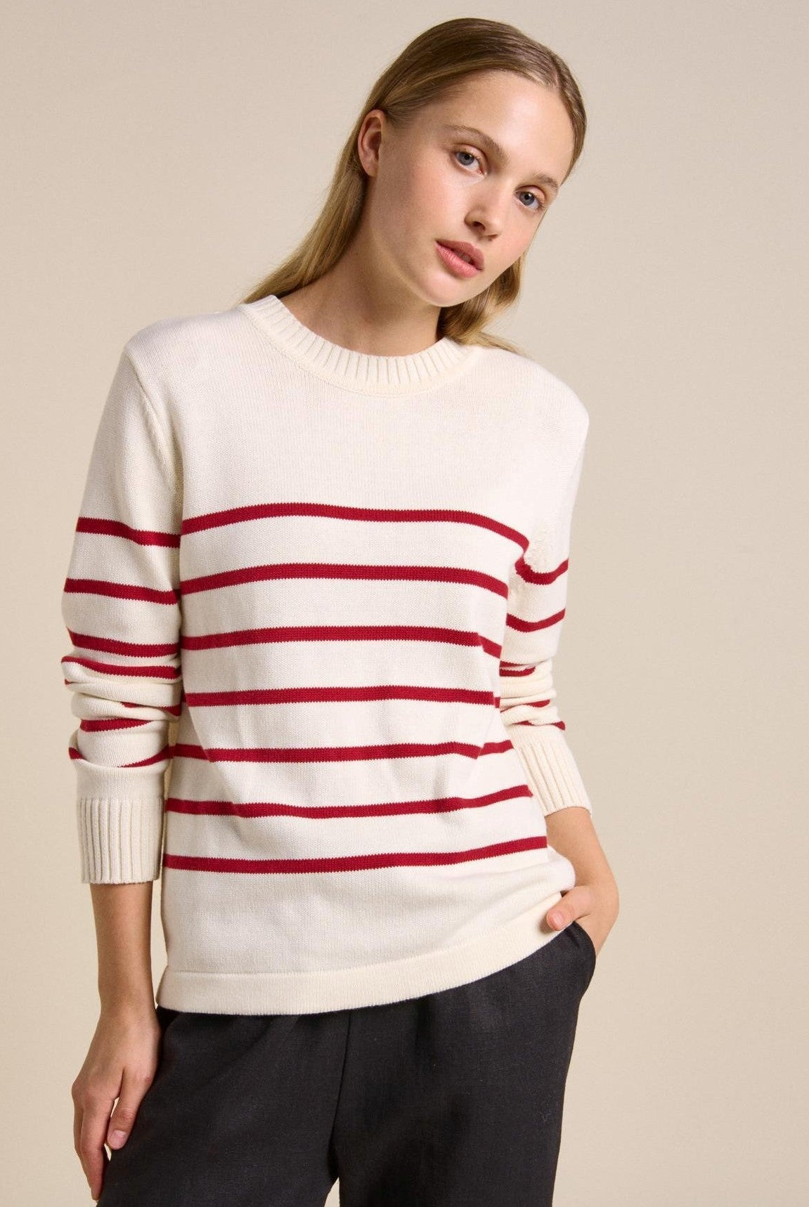 Buy Little Lies - Serena Sweater – Cherry Stripe by Little Lies - at Hamish + Grace