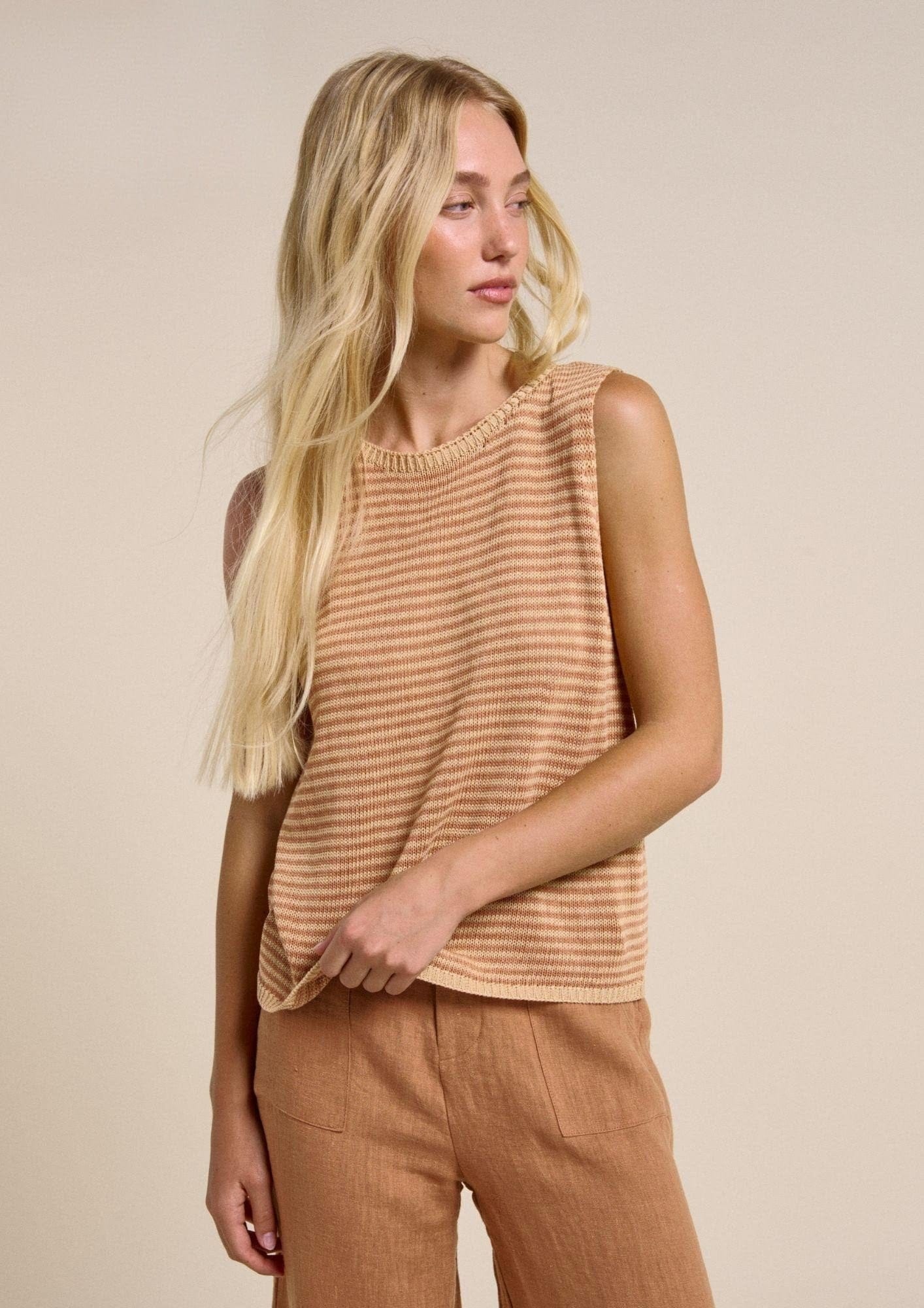 Buy Little lies - Spring Tank - Mustard/Rust by Little Lies - at Hamish + Grace