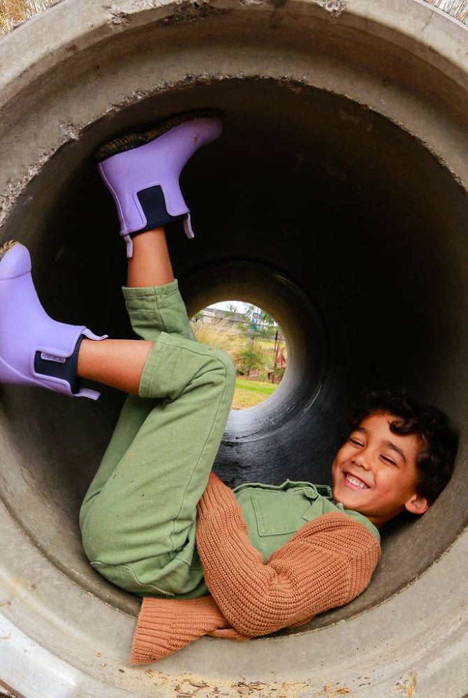 Buy Merry People - Bobbi Kids Gumboot - Lavender & Navy by Merry People - at Hamish + Grace