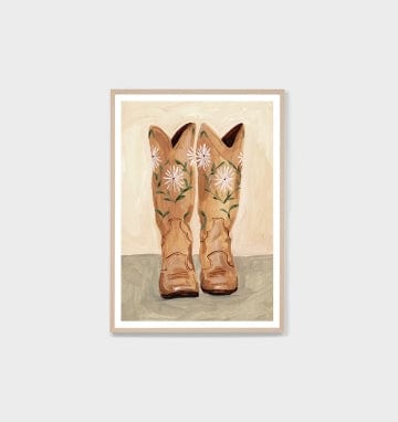Buy Middle of Nowhere - Floral Boots Sand Print by Middle of Nowhere - at Hamish + Grace