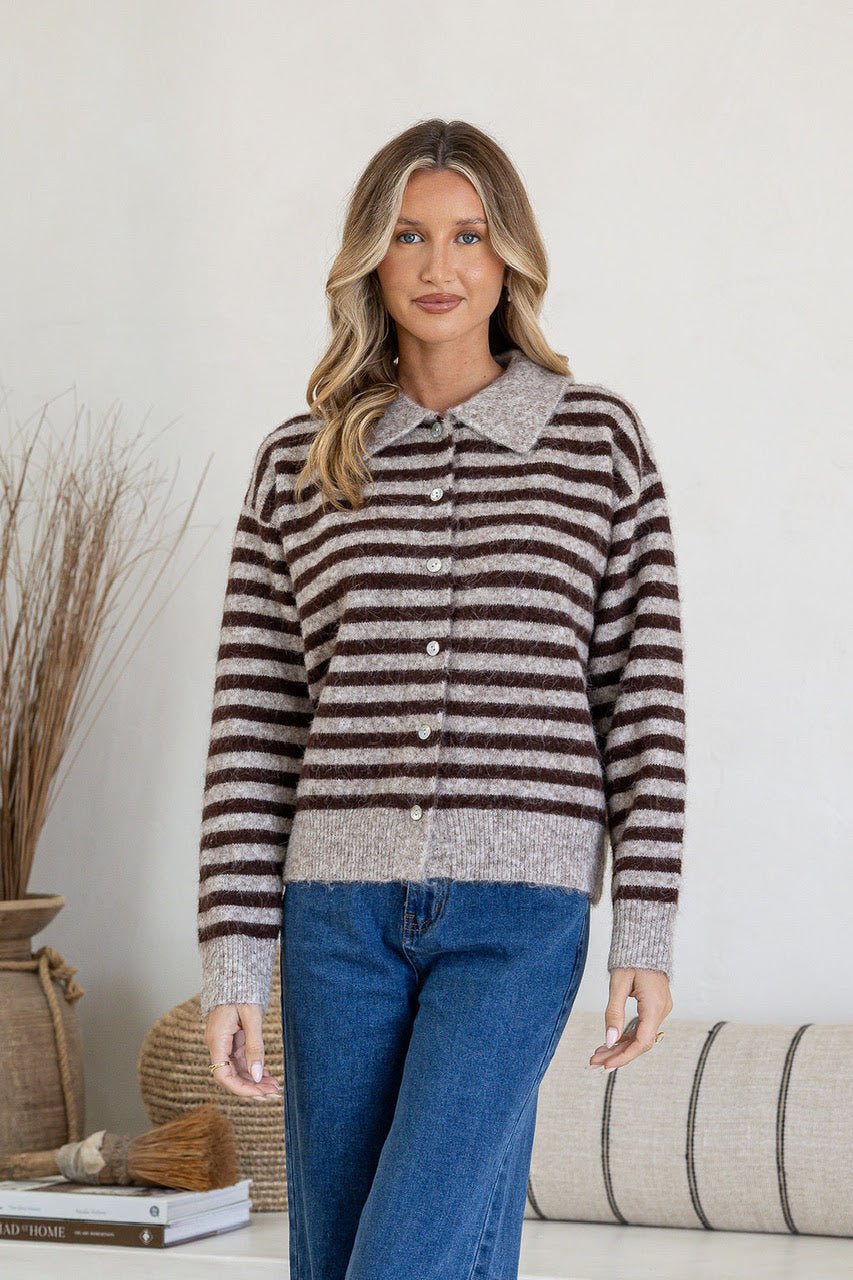 Buy Miss Marlow - Melbourne Cardi - chocolate/soft mocha by Miss Marlow - at Hamish + Grace