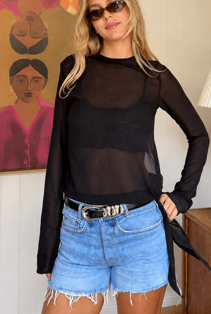Buy Molten Silver Loop Belt – Black by Aelia - at Hamish + Grace