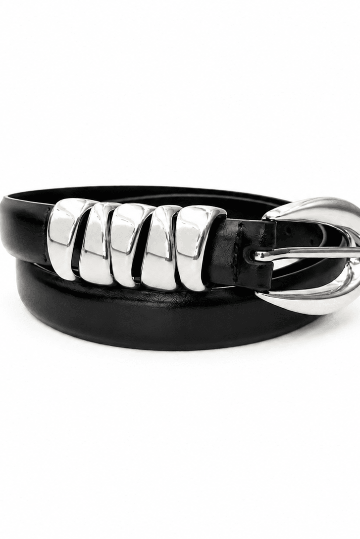 Buy Molten Silver Loop Belt – Black by Aelia - at Hamish + Grace