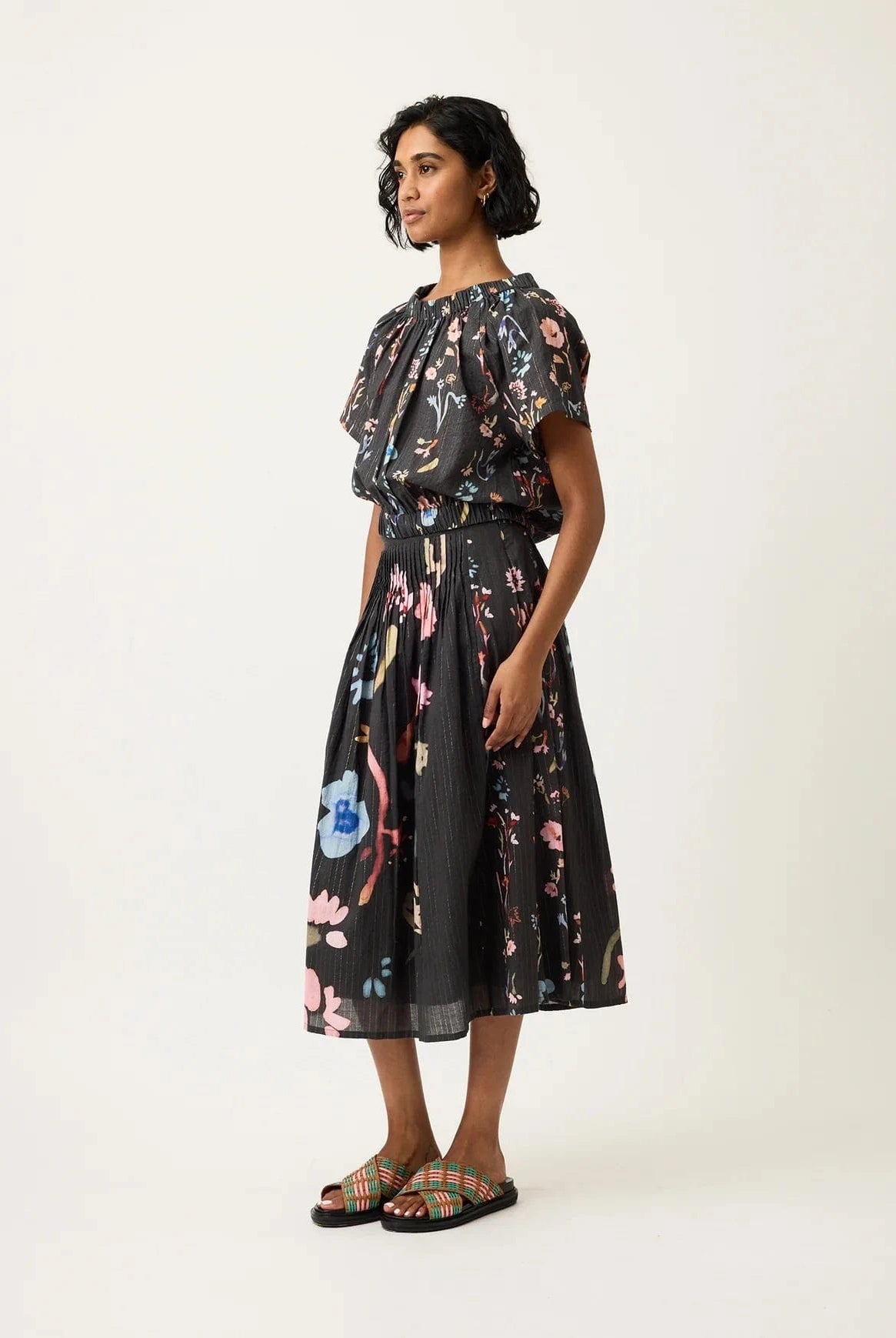 Buy Nancybird - Alma Yoke Skirt - Watercolour Charcoal by Nancybird - at Hamish + Grace