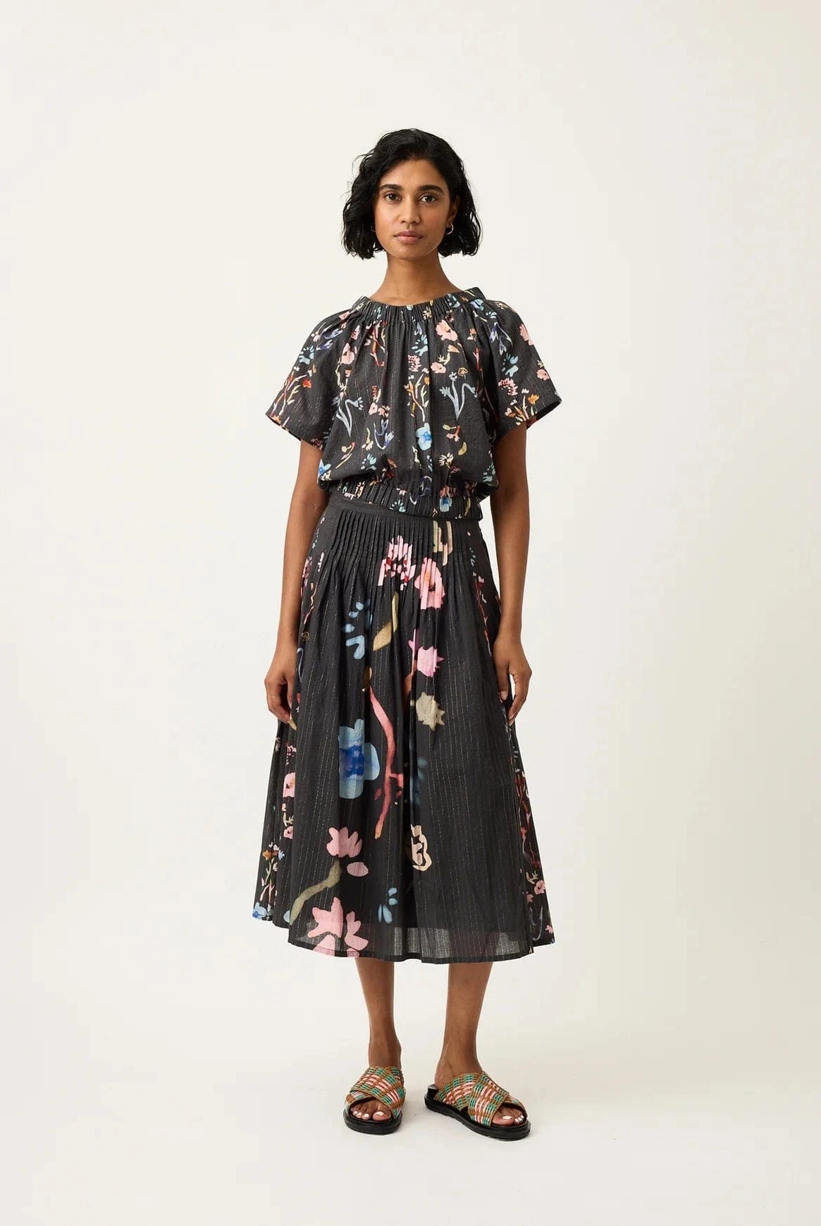 Buy Nancybird - Alma Yoke Skirt - Watercolour Charcoal by Nancybird - at Hamish + Grace