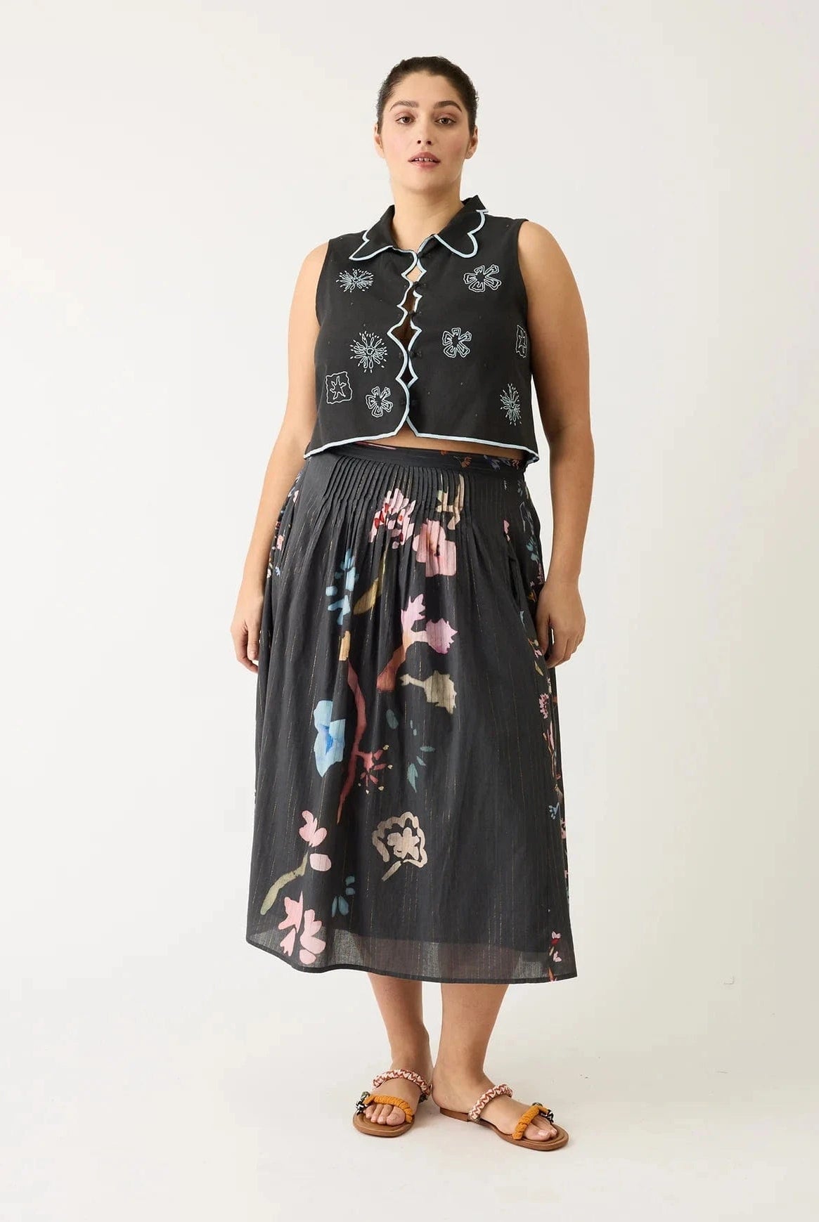 Buy Nancybird - Alma Yoke Skirt - Watercolour Charcoal by Nancybird - at Hamish + Grace