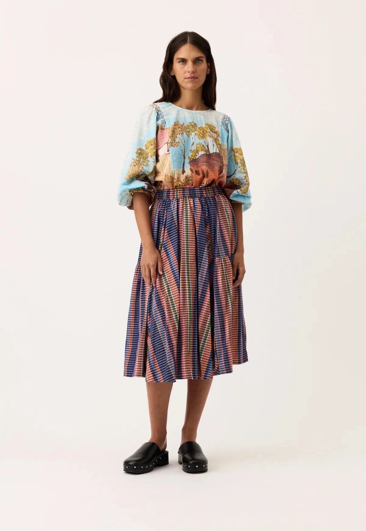 Nancybird Fashion Nancybird - Eula Line Check Skirt