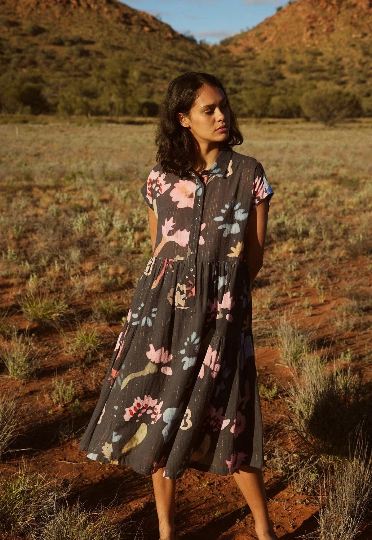 Buy Nancybird - Maja Dress - Watercolour Charcoal by Nancybird - at Hamish + Grace
