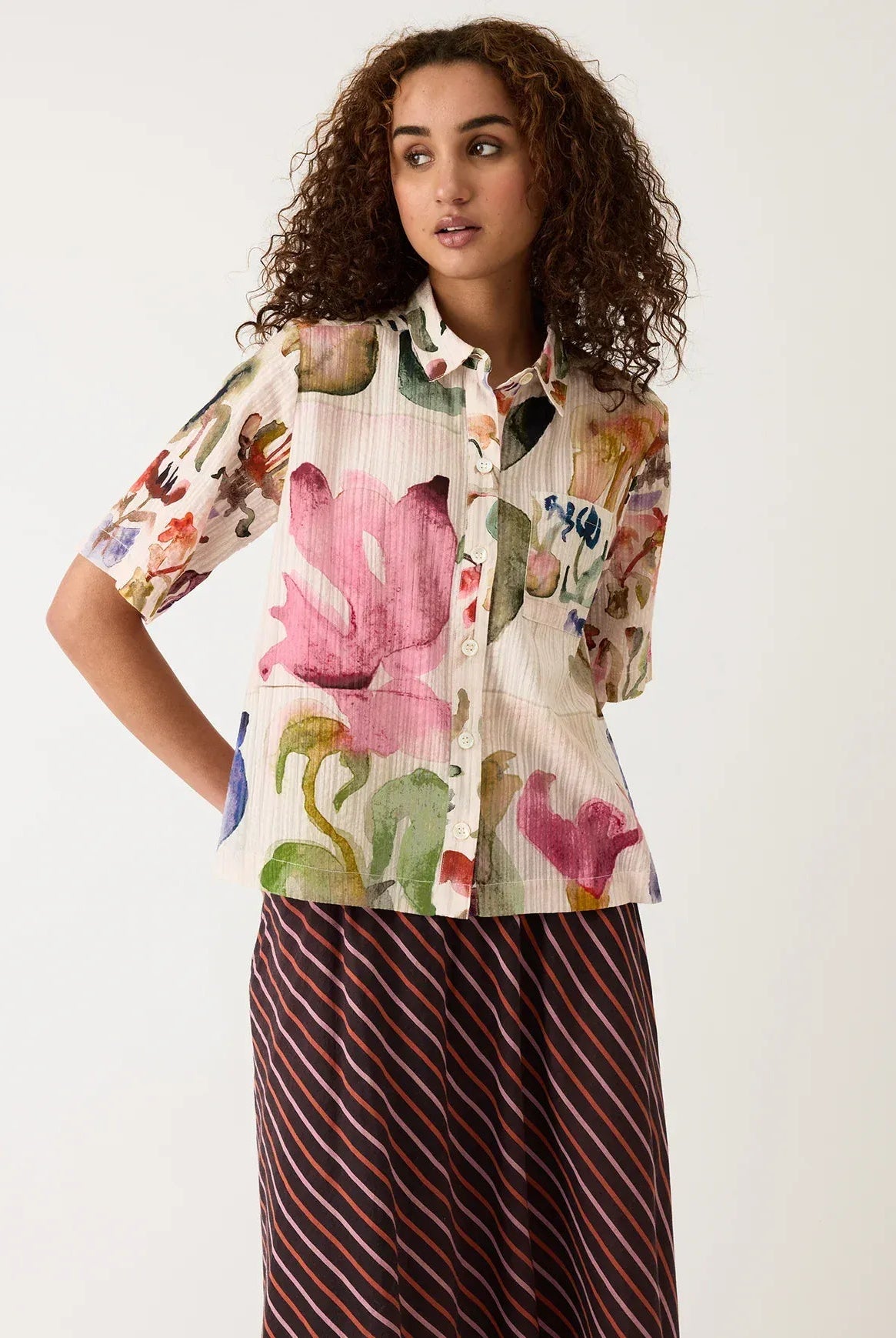 Buy Nancybird - Summer Shirt - Watercolour Collage by Nancybird - at Hamish + Grace