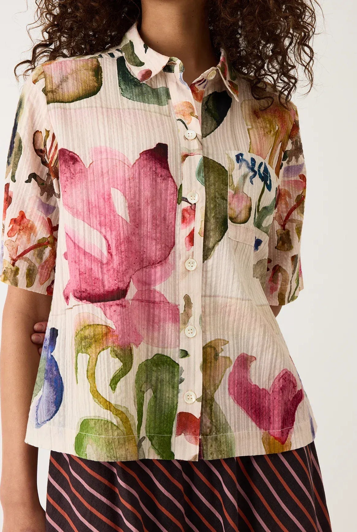 Buy Nancybird - Summer Shirt - Watercolour Collage by Nancybird - at Hamish + Grace