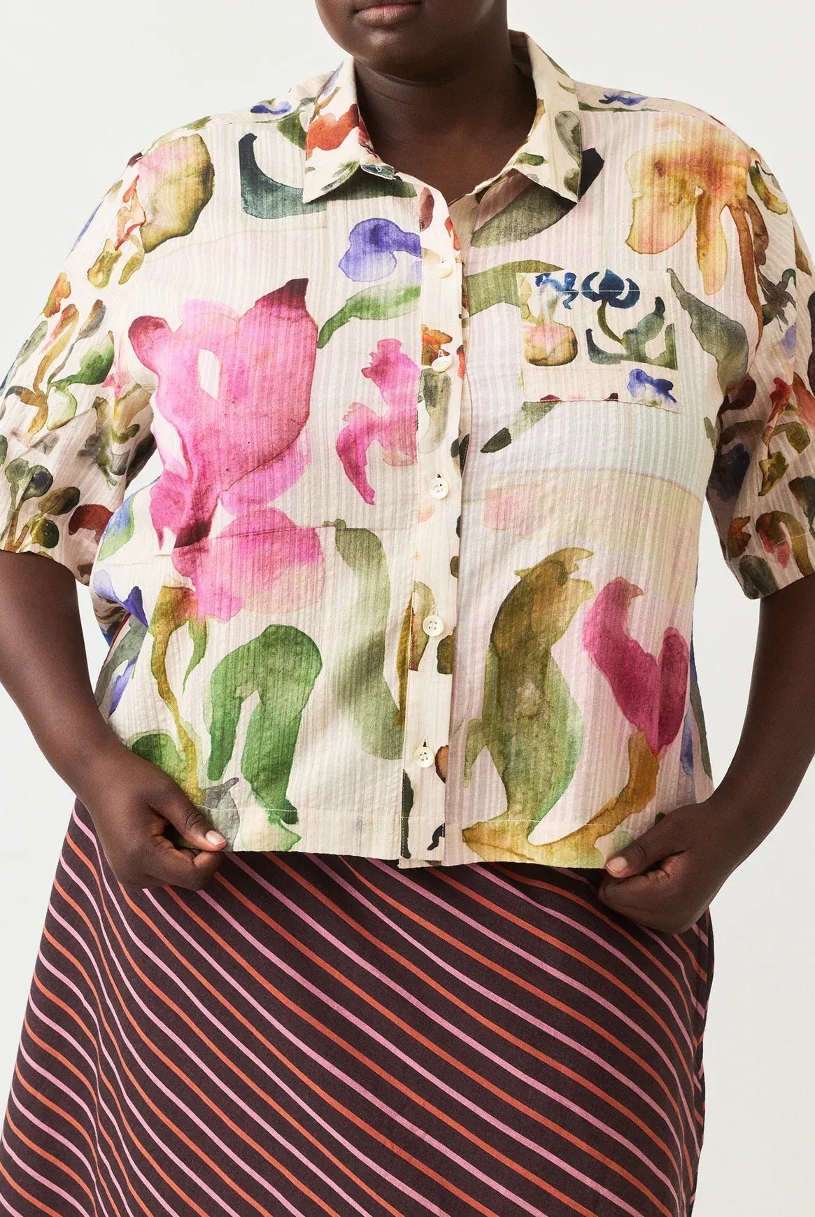Buy Nancybird - Summer Shirt - Watercolour Collage by Nancybird - at Hamish + Grace