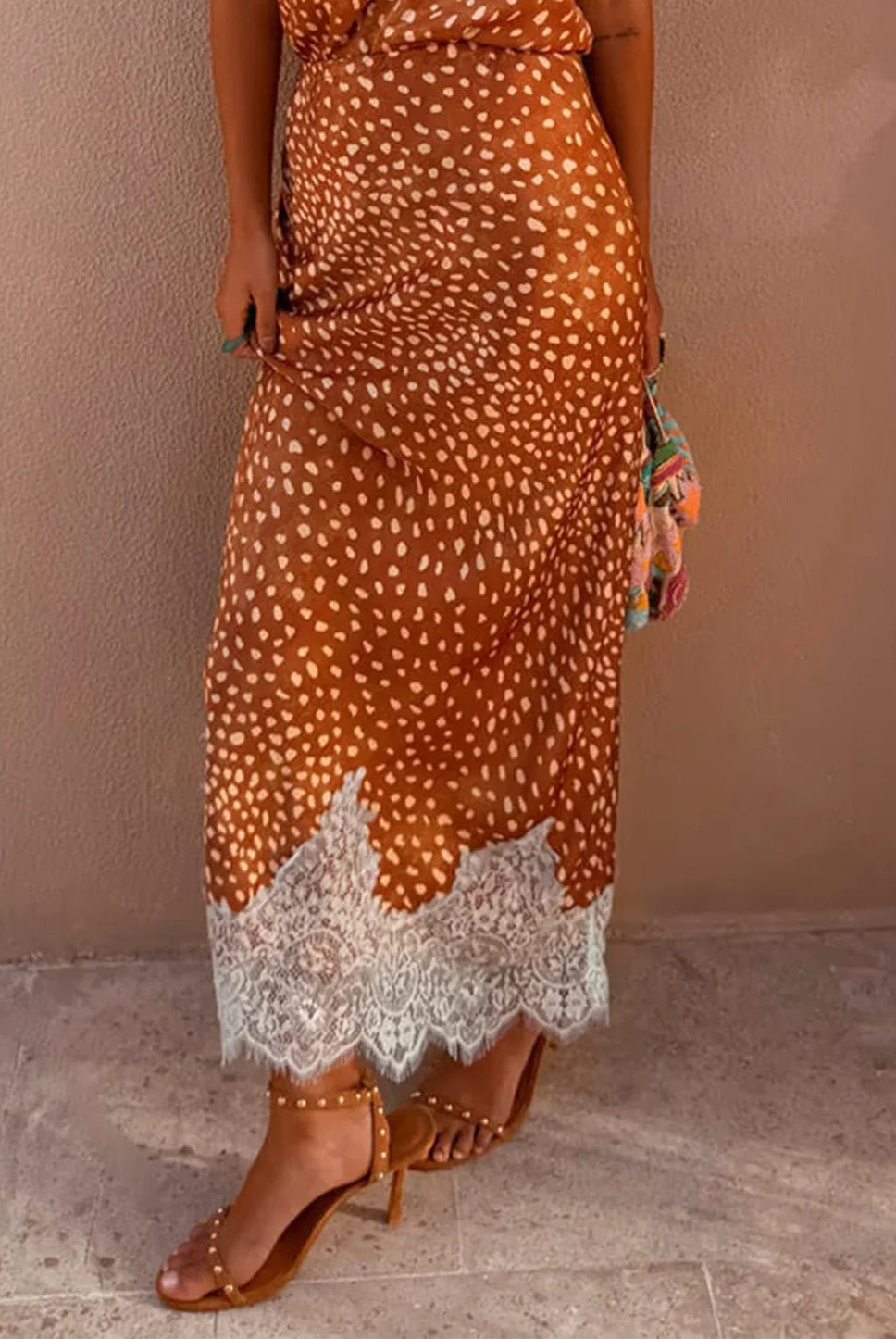Buy Never Fully Dressed - Brown Fawn Deer Midi Skirt with Lace by Never Fully Dressed - at Hamish + Grace