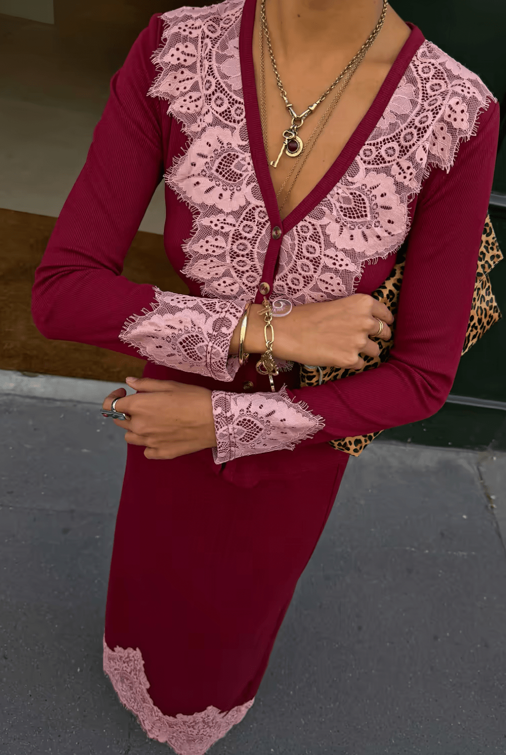 Buy Never Fully Dressed - Burgundy Lace Cardigan by Never Fully Dressed - at Hamish + Grace