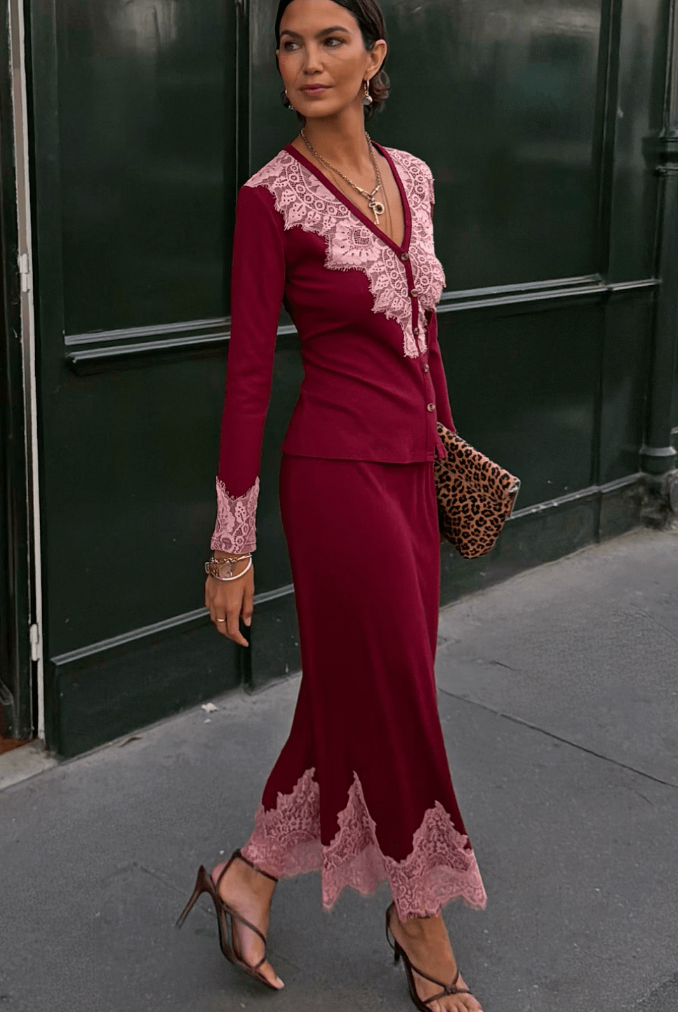 Buy Never Fully Dressed - Burgundy Lace Cardigan by Never Fully Dressed - at Hamish + Grace