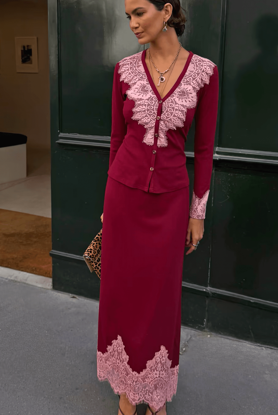 Buy Never Fully Dressed - Burgundy Lace Cardigan by Never Fully Dressed - at Hamish + Grace