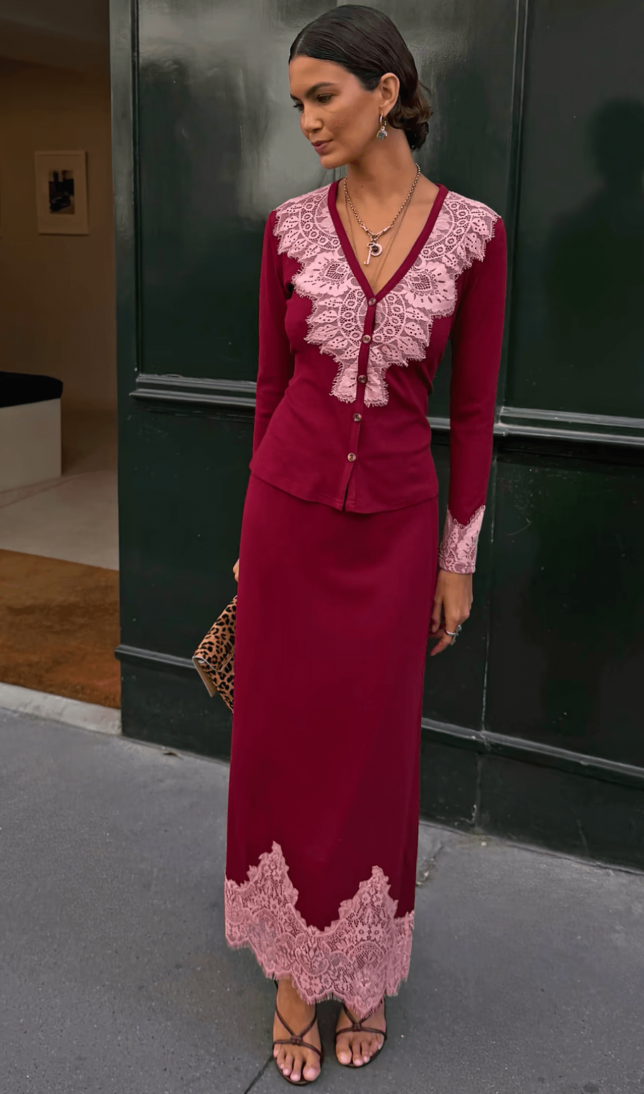 Buy Never Fully Dressed - Burgundy Lace Cardigan by Never Fully Dressed - at Hamish + Grace