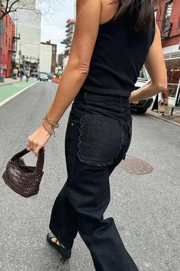 Never Fully Dressed Fashion Never Fully Dressed - Black Scallop Detail Jeans