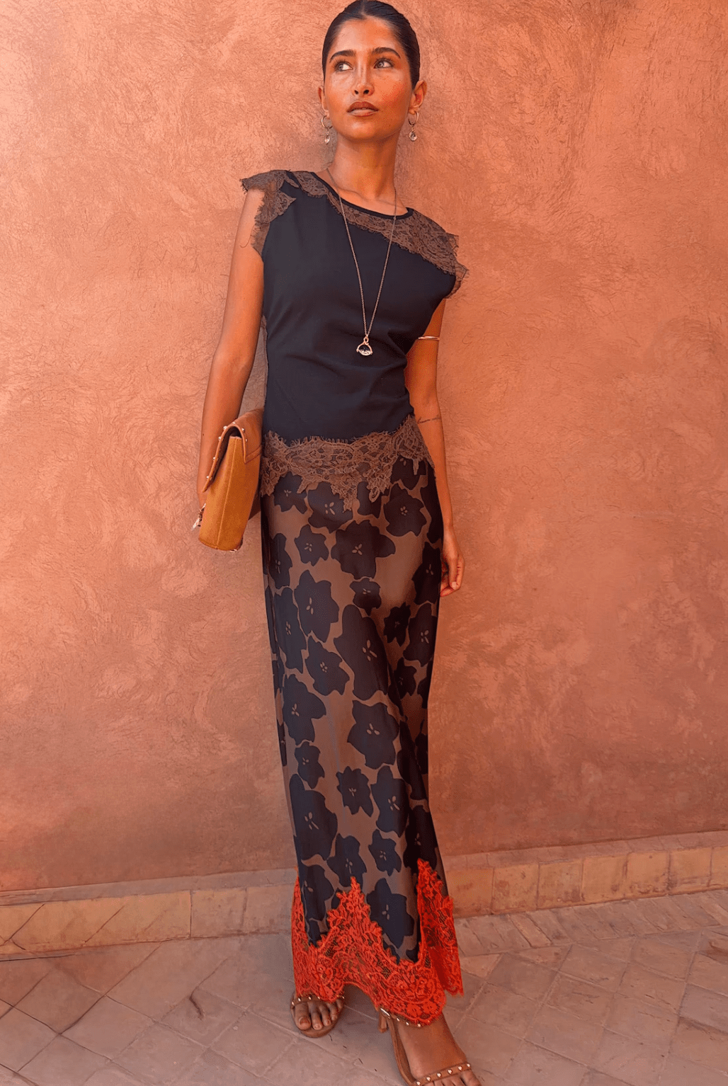 Buy Never Fully Dressed - Tan Jaden Floral Midi Meava Skirt by Never Fully Dressed - at Hamish + Grace