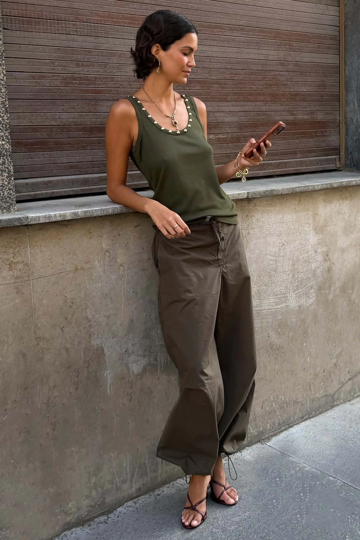 Buy NFD - Khaki Studded Tank by Never Fully Dressed - at Hamish + Grace