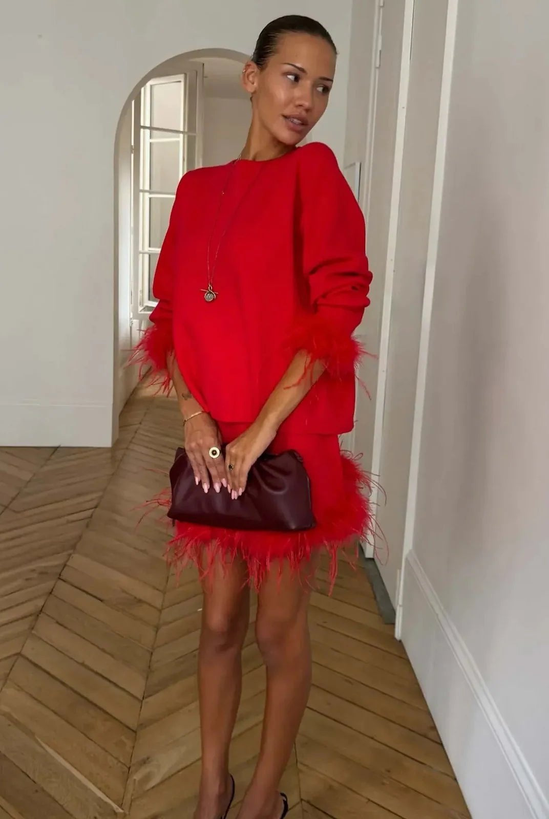 Buy NFD - NFD Red Feather Jumper by Never Fully Dressed - at Hamish + Grace