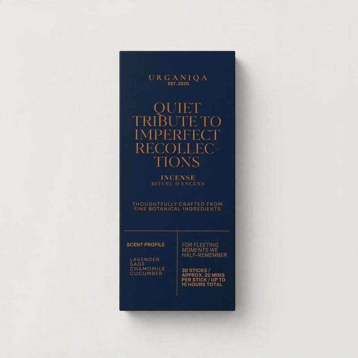 Buy Quiet Tribute to Imperfect Recollections Incense Sticks: Coloured box by Urganiqa - at Hamish + Grace