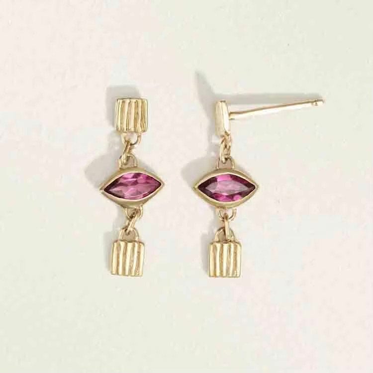 Buy Ruby Eye Drop Studs - 14ct Gold Earring by Hamish + Grace - at Hamish + Grace