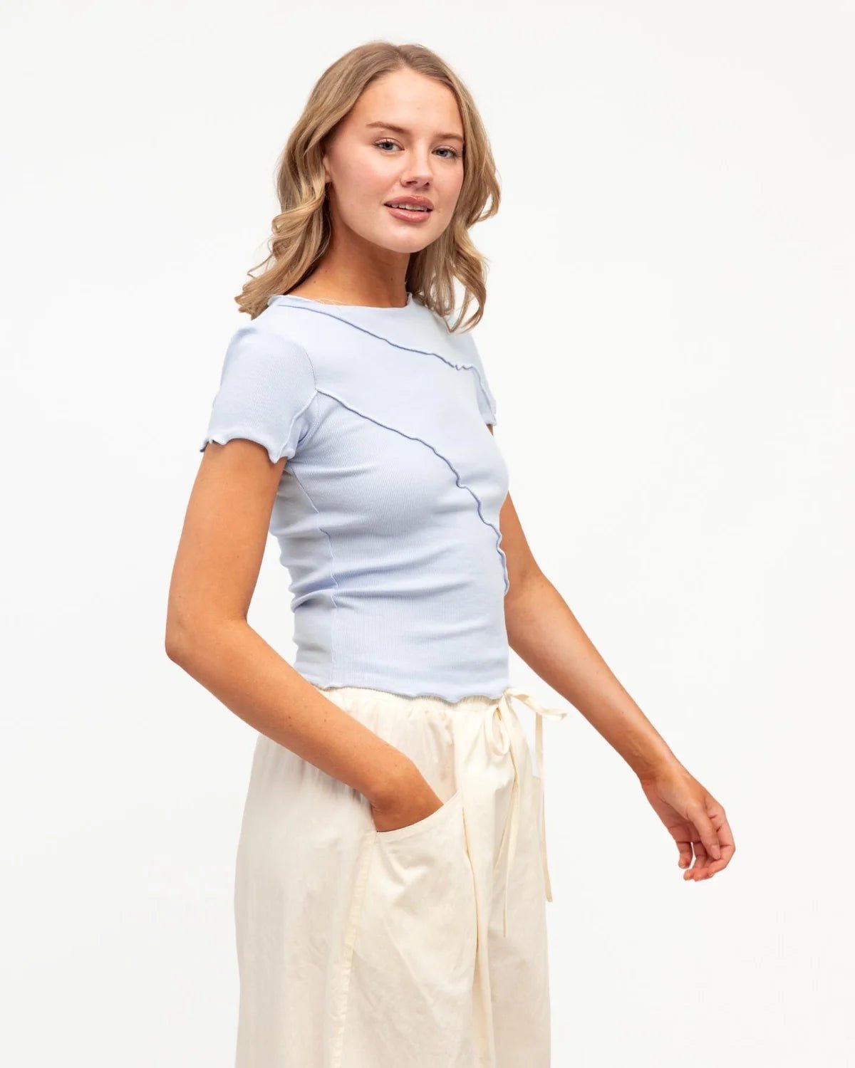 Buy Sita Short Sleeve Tee - Soft Blue by Paper Heart - at Hamish + Grace