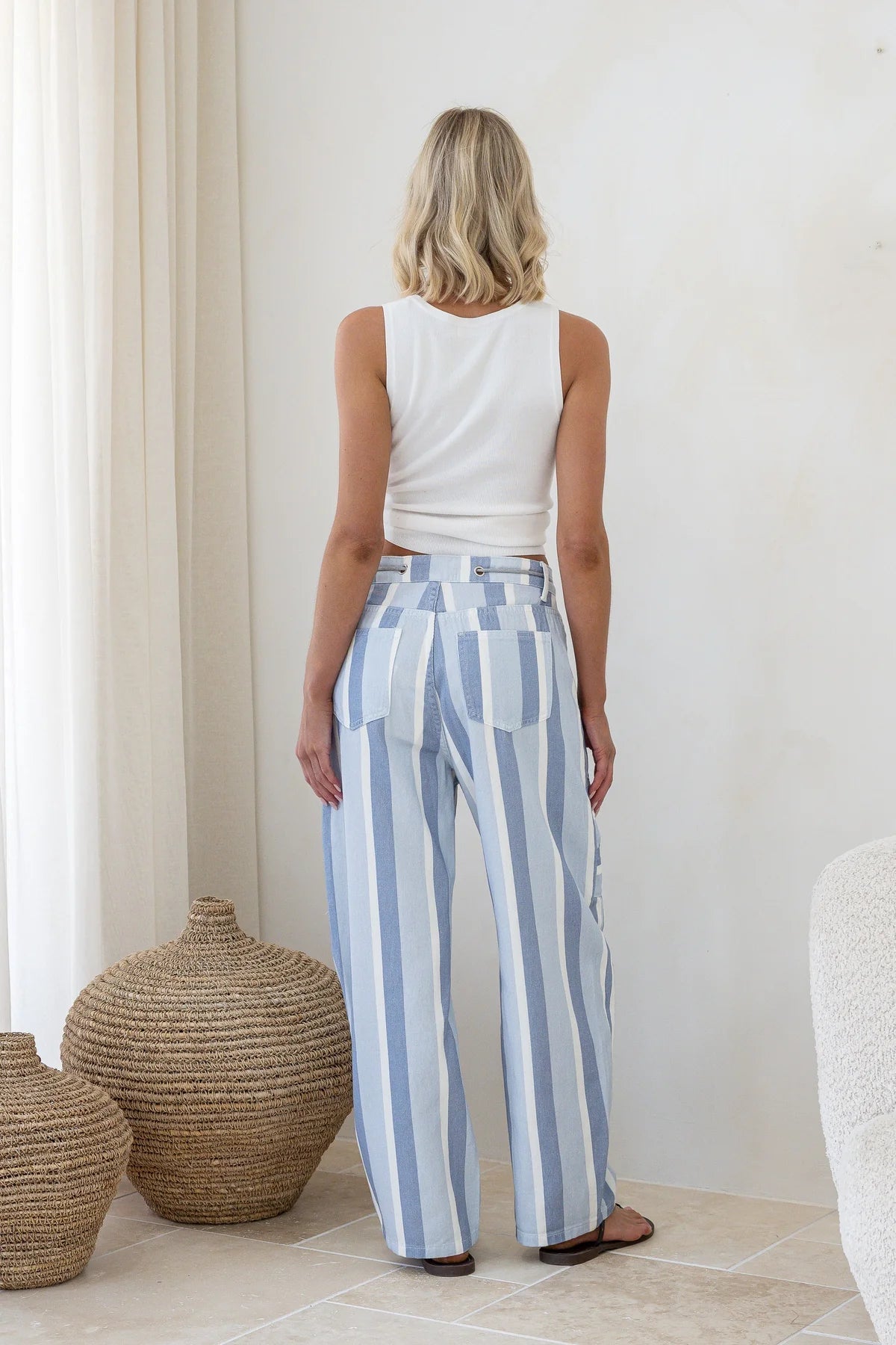 Buy Smaibulin - Miller Drawstring Barrel Jean - Blue/White by Smaibulin - at Hamish + Grace