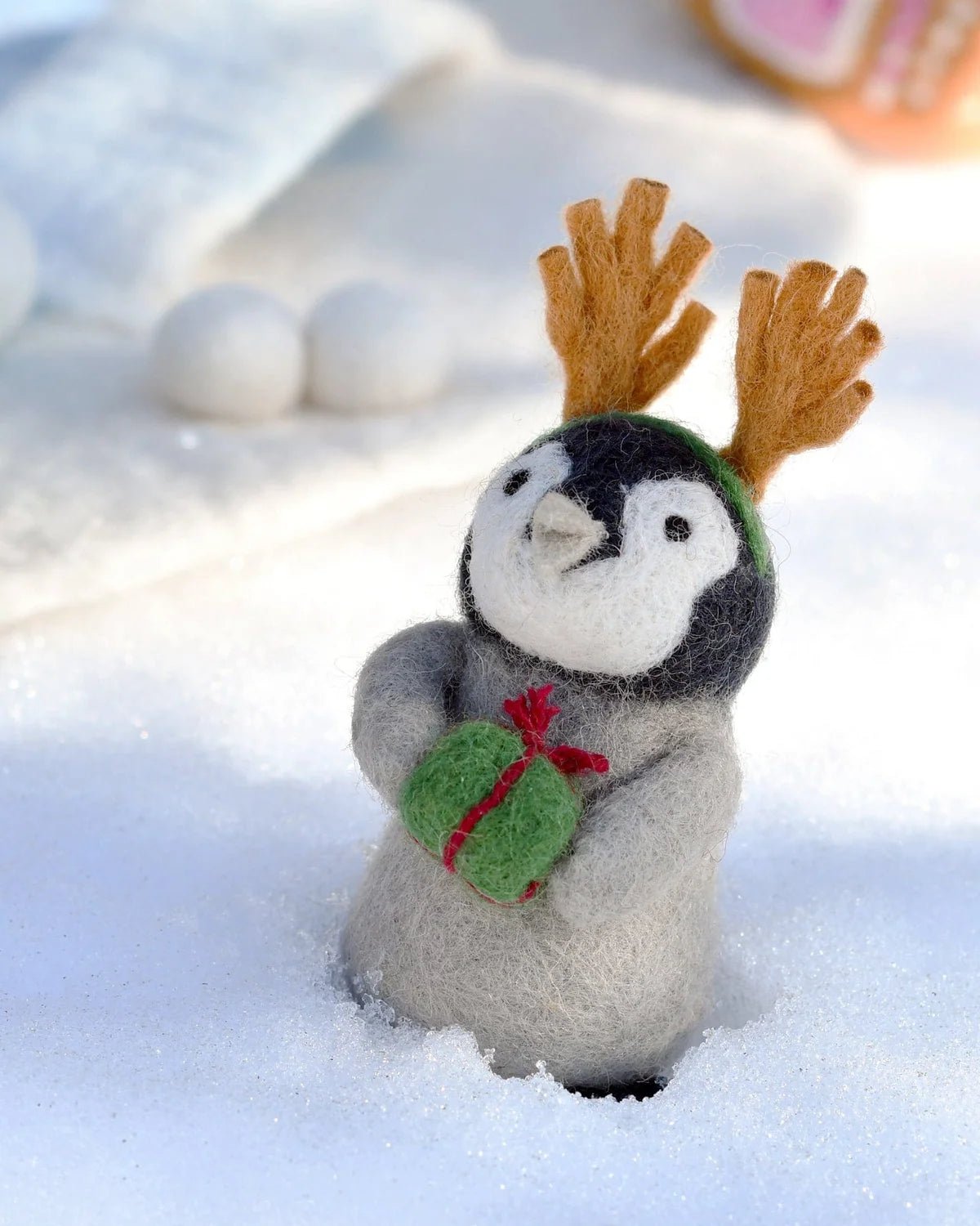 Buy Tara Treasures - Felt Christmas Penguin with Present Toy by Tara Teasures - at Hamish + Grace