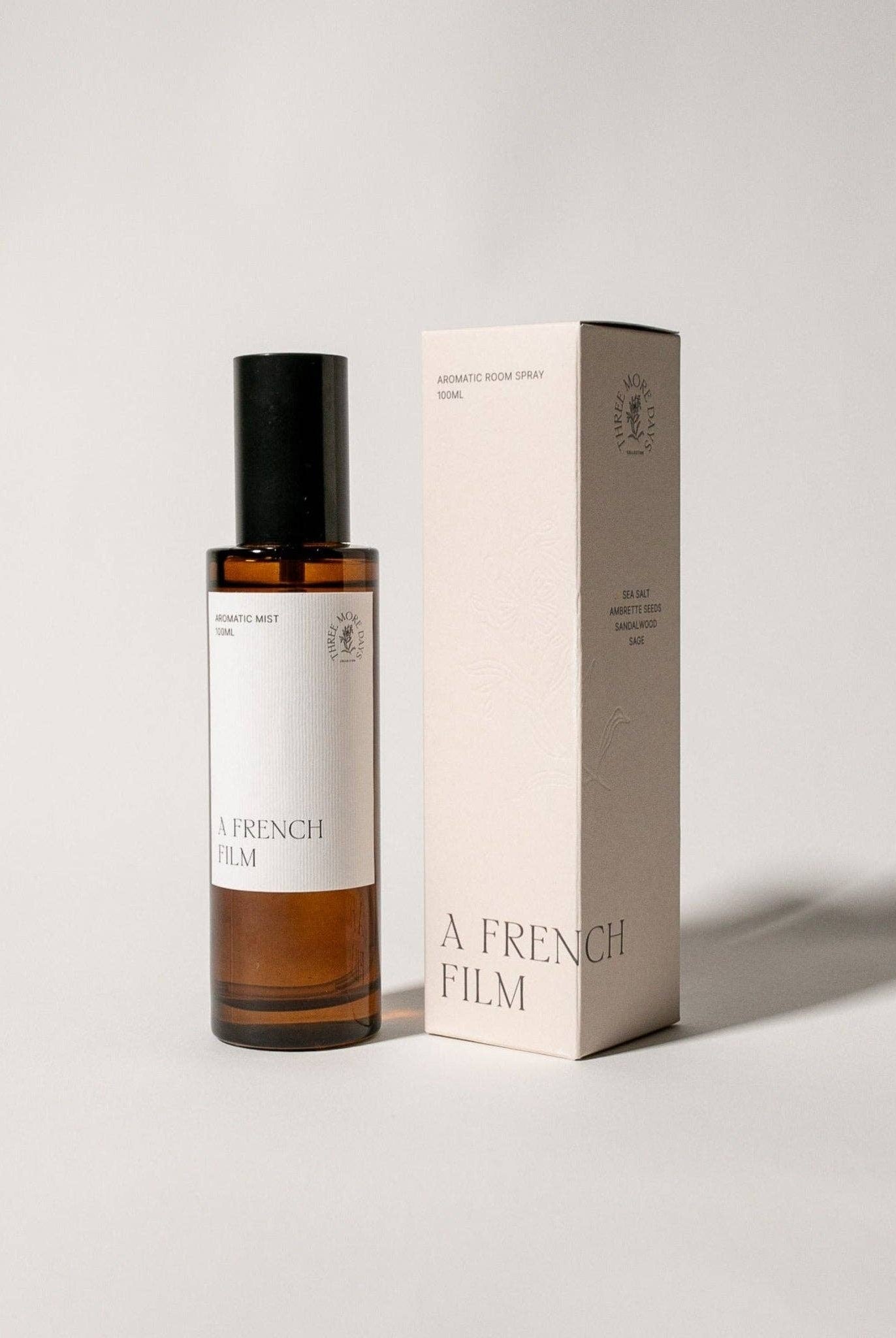 Three More Days Collection Homeware A FRENCH FILM: SEA SALT / AMBRETTE SEEDS / SANDALWOOD / SAGE ROOM SPRAY