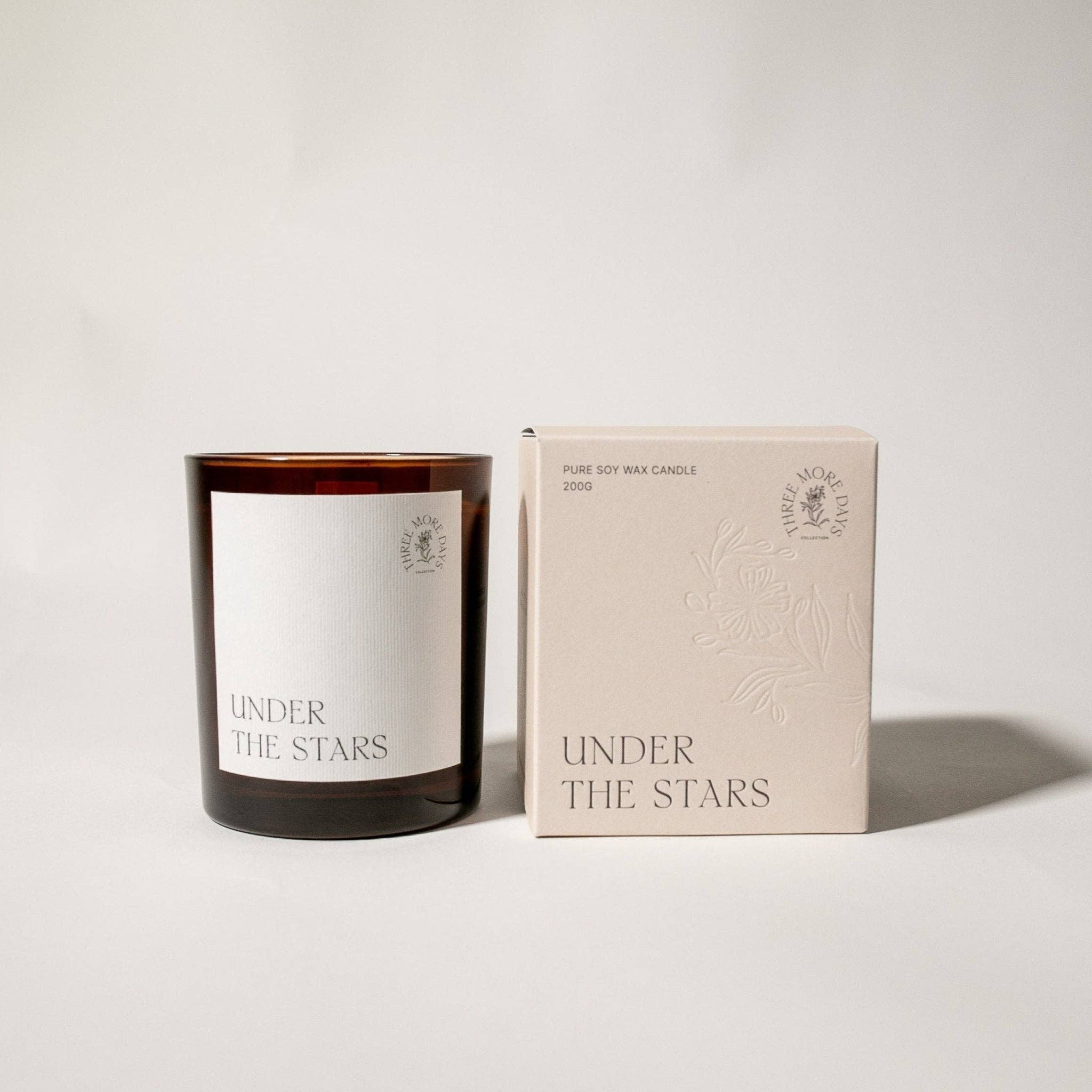 Three More Days Collection Homeware UNDER THE STARS: WATER LILY / JASMINE / GUAIAC WOOD / LOTUS / SANDALWOOD AMBER CANDLE 200G