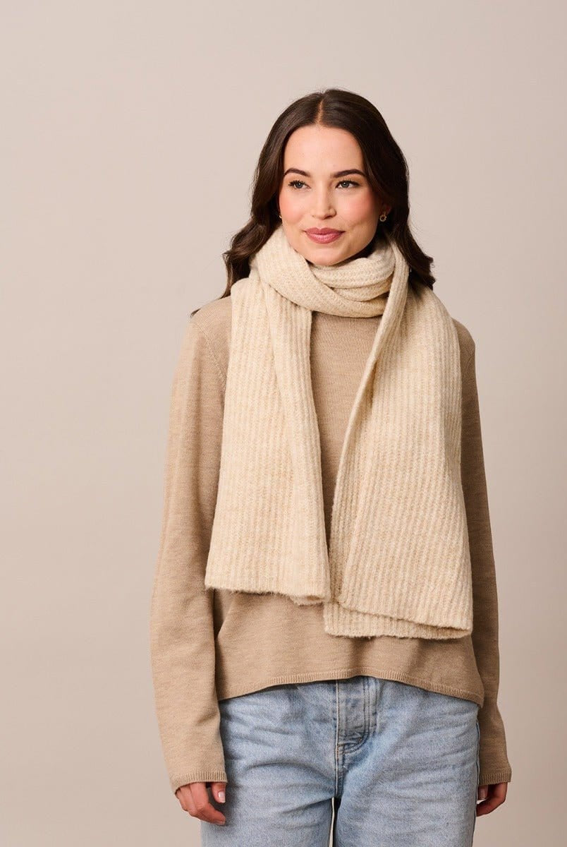 Tiger Tree Fashion Beige Ribbed Scarf