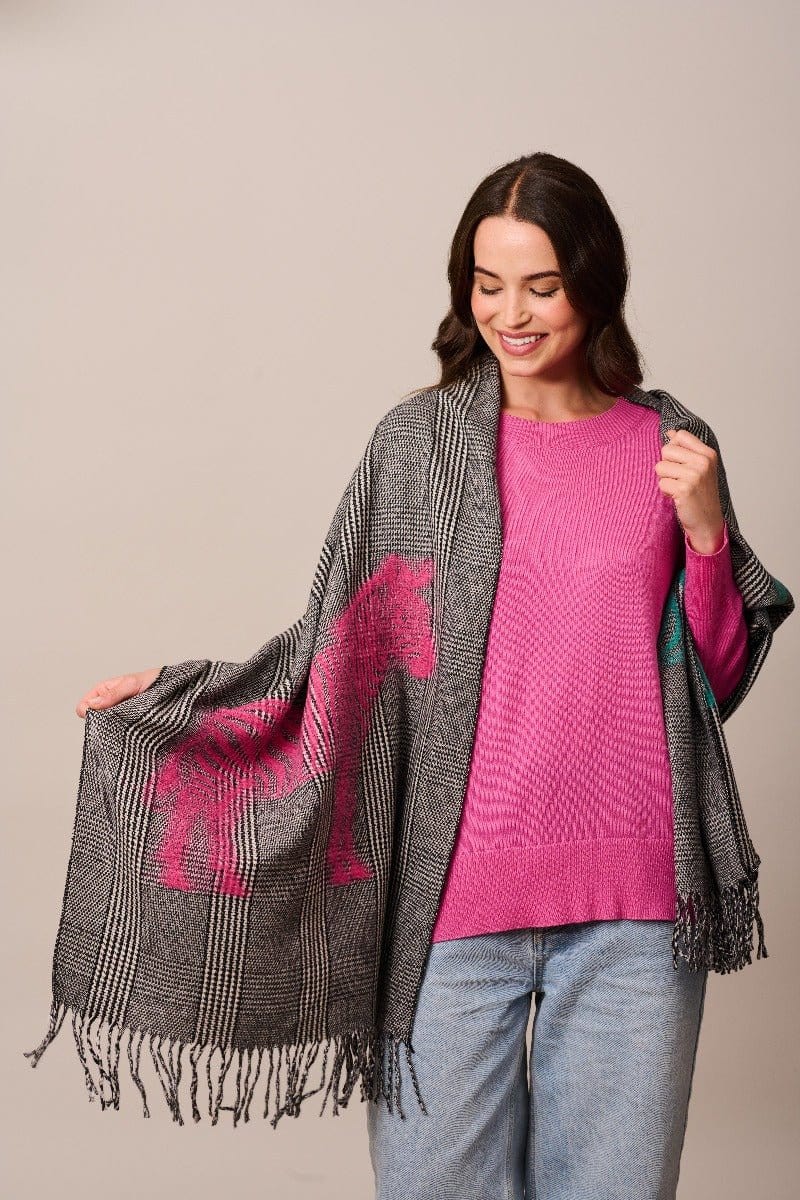 Tiger Tree Fashion Black Check Zebra Pop Scarf