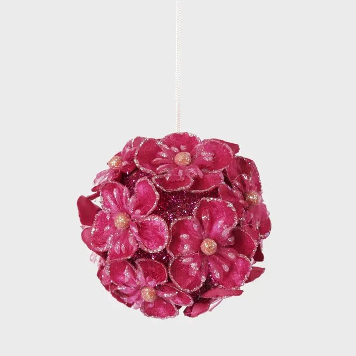 Buy Velvet and Vixen - Glitter Hydrangea Bauble Fuschia by Velvet + Vixen - at Hamish + Grace