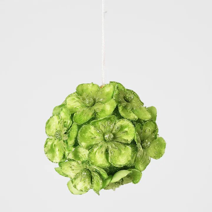 Buy Velvet and Vixen - Glitter Hydrangea Bauble Green by Velvet + Vixen - at Hamish + Grace
