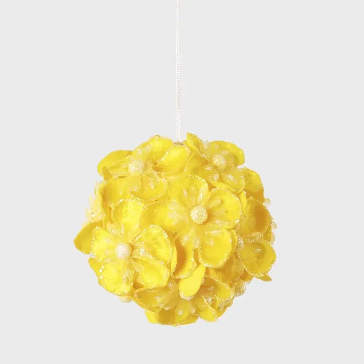 Buy Velvet and Vixen - Glitter Hydrangea Bauble Yellow by Velvet + Vixen - at Hamish + Grace