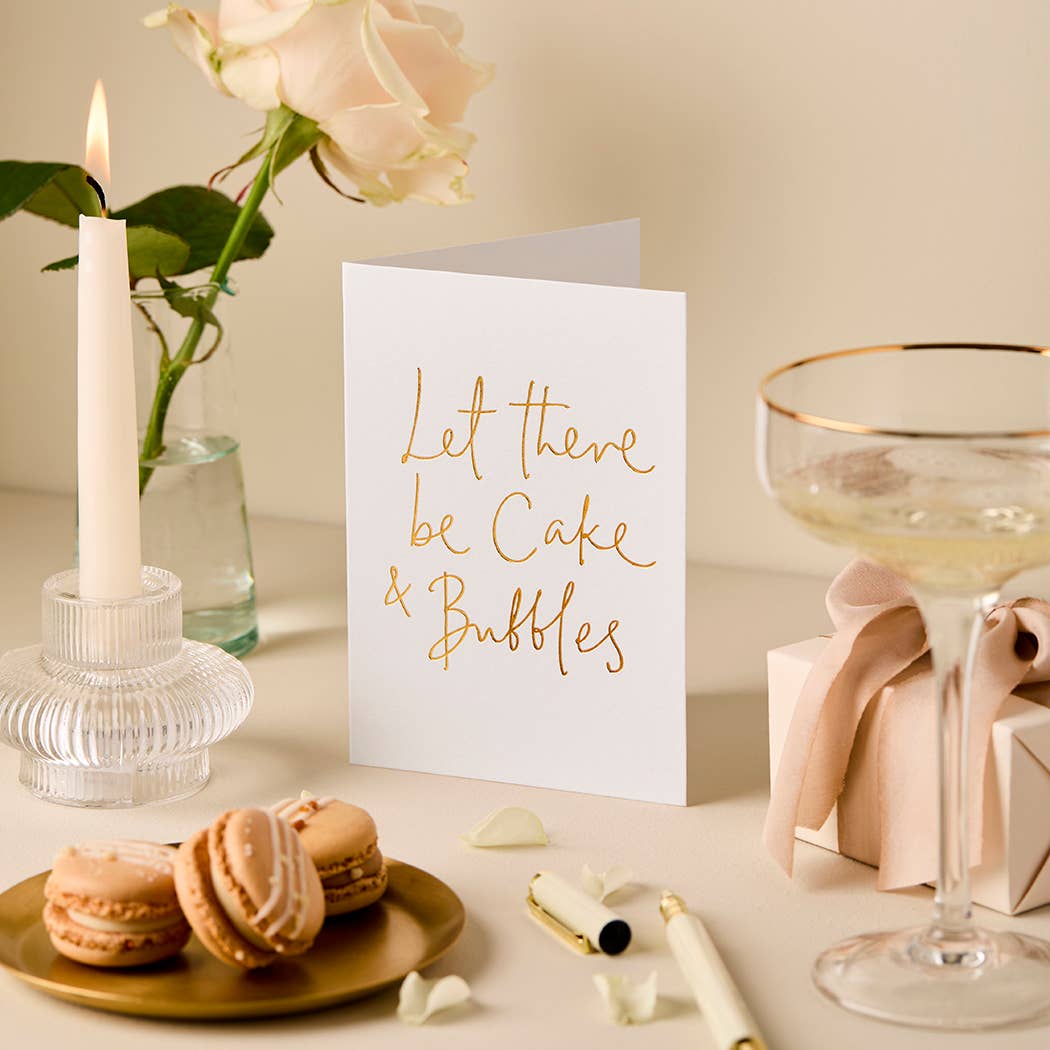 Buy Wedding Congratulations Greeting Card | Let There Be Cake and Bubbles | Luxury Foil Design by Gabrielle & Celine Greeting Cards Australia - at Hamish + Grace