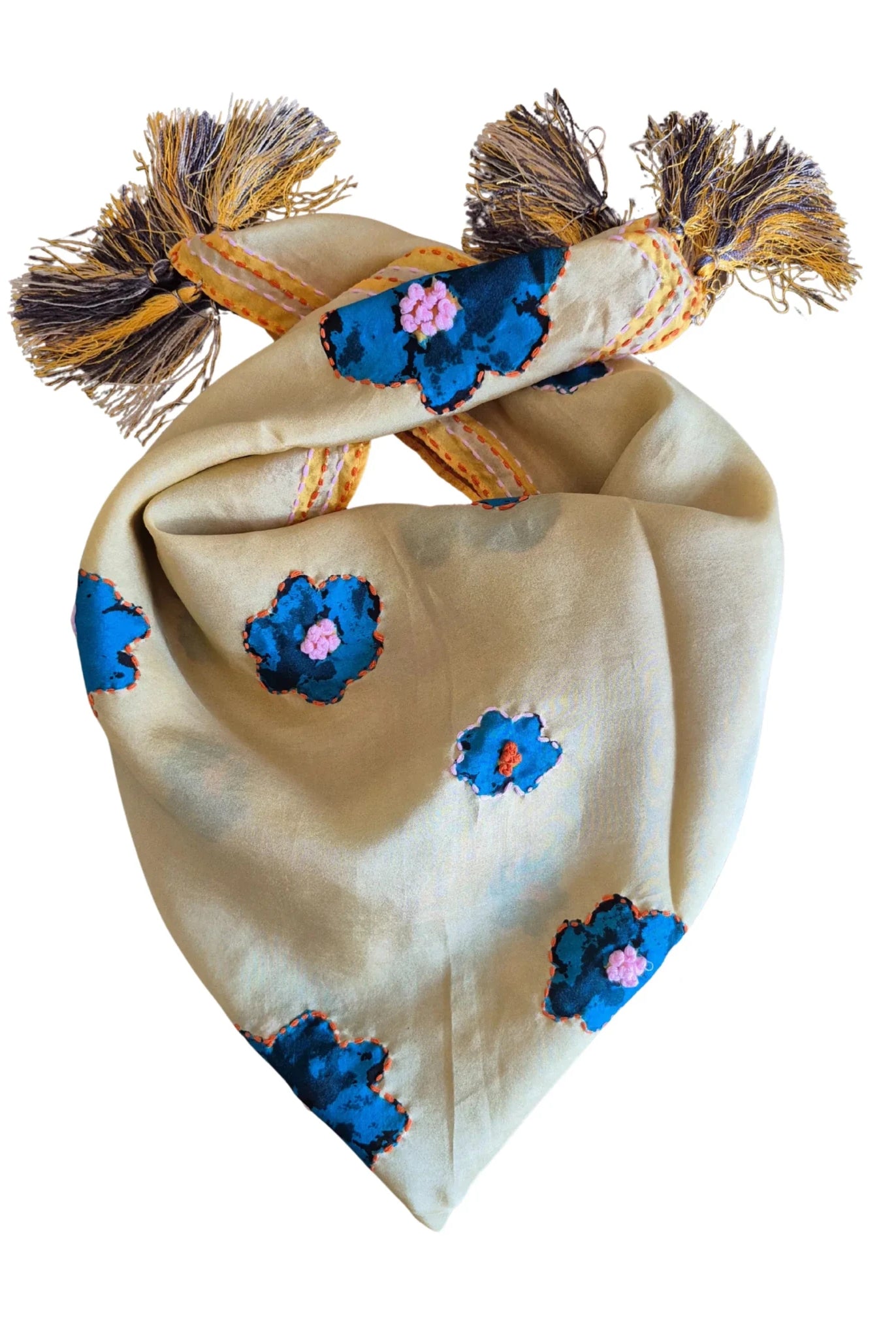 Buy Zoda | Pure White and Blue Floral Scarf by Zoda - at Hamish + Grace