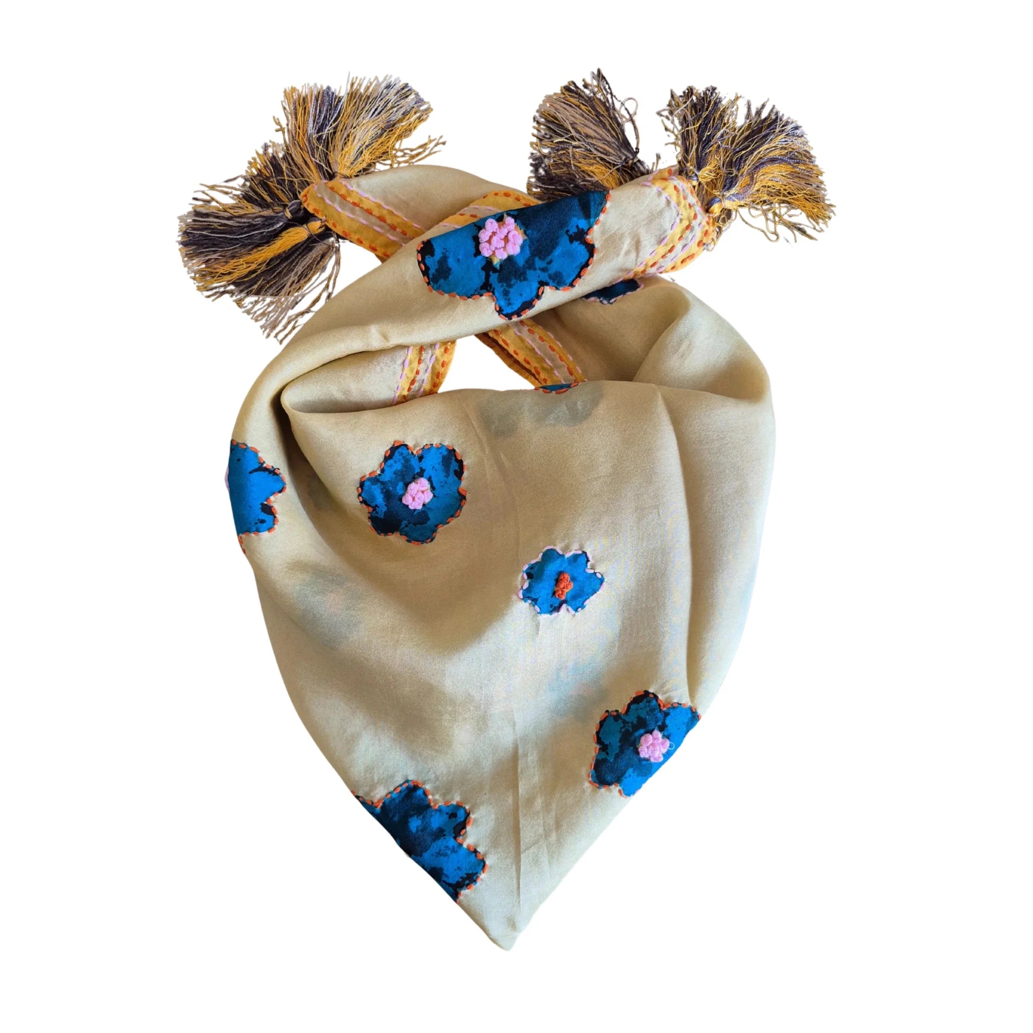 Buy Zoda | Pure White and Blue Floral Scarf by Zoda - at Hamish + Grace