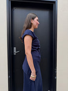Buy 110663A - Short Sleeve Top with Tie - Navy by Sunny Girl - at Hamish + Grace