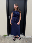 Buy 110663A - Short Sleeve Top with Tie - Navy by Sunny Girl - at Hamish + Grace