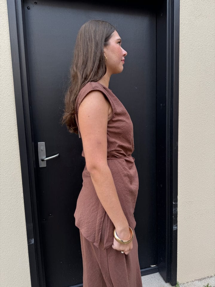 Buy 110663A - The Marais Top with Tie - Mocha by Sunny Girl - at Hamish + Grace