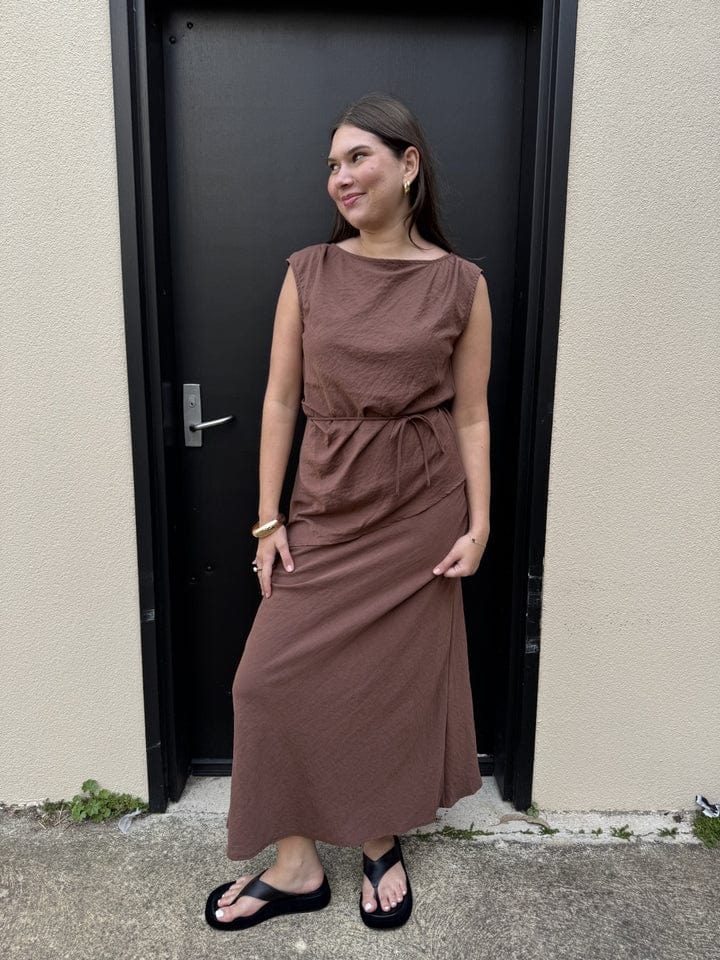 Buy 110663A - The Marais Top with Tie - Mocha by Sunny Girl - at Hamish + Grace