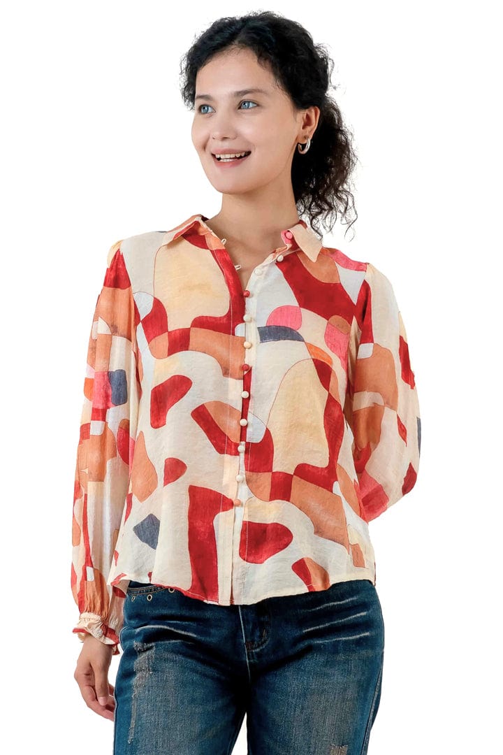Buy 122069N - Sunnygirl Print Shirt - Red by Sunny Girl - at Hamish + Grace