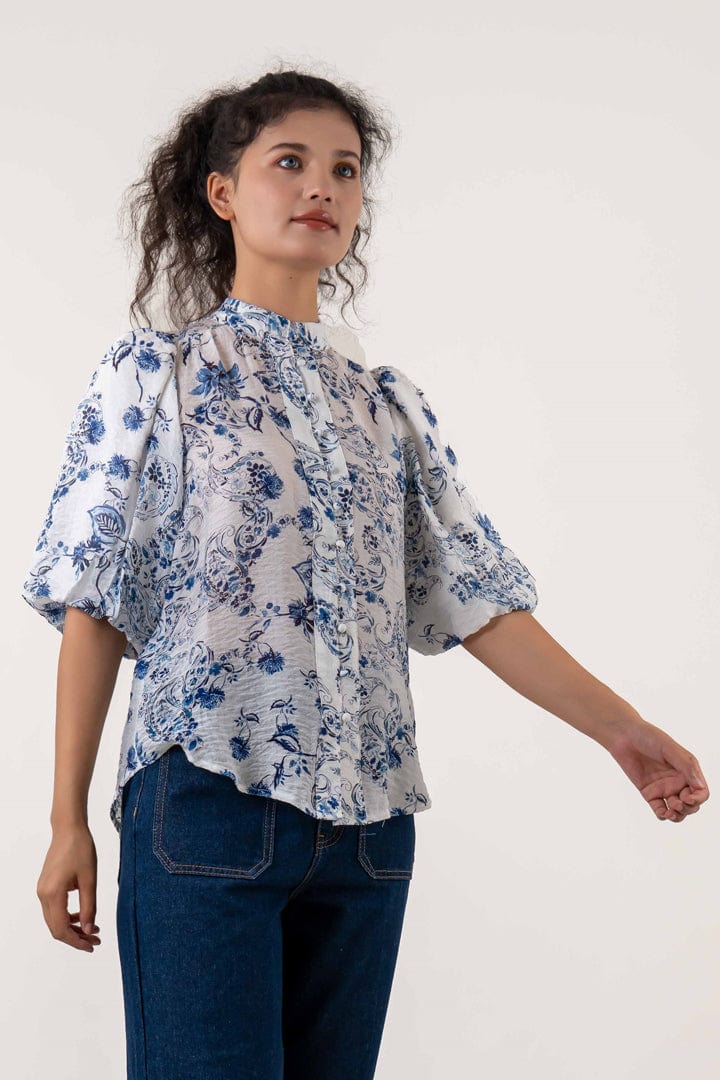 Buy 122090F - Sunnygirl - Print Shirt - White by Sunny Girl - at Hamish + Grace