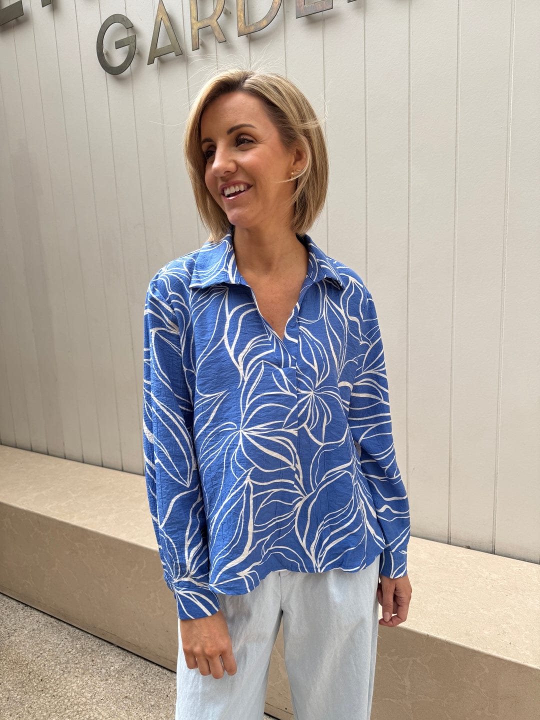 Buy 122169B - Sunny Girl - Print Shirt - Blue by Sunny Girl - at Hamish + Grace